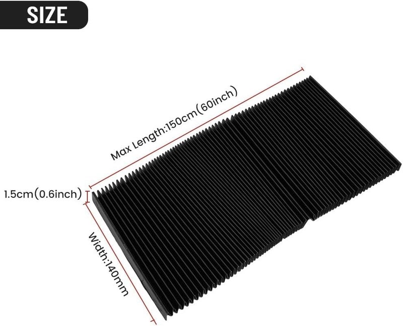 Cloudpower Milling Machine Tool Foldable Accordion Bellows Cover Rubber Protective Cover, For Milling Machine Part Accordion Way Shield Guard 1.5M(140mm) - Image 2